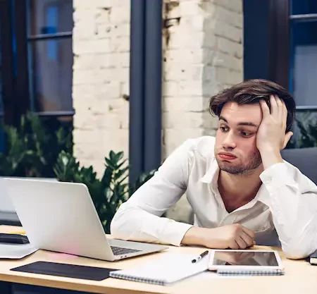 tired businessman working laptop computer table office 136930 704